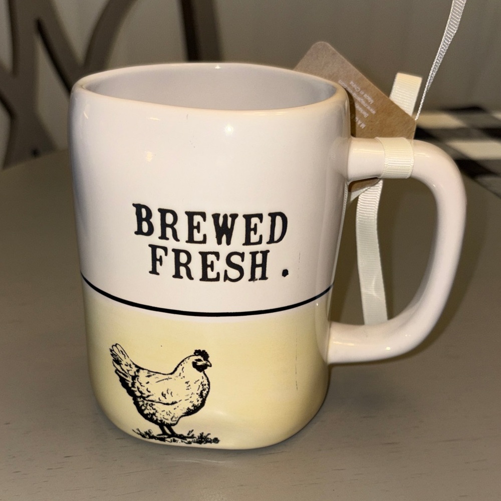 Rae Dunn Cream and White Brewed Fresh Mug